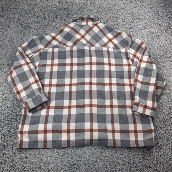 HFX Jacket Men Extra Large Gray Plaid Shacket Flannel Snap Button Outdoor Collar - Picture 5 of 6